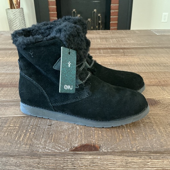 Emu Australia Featherwood Mini Wool Suede Bootie Black Size 9 Women - Picture 4 of 9